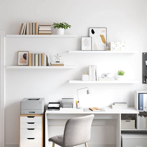 vidaXL &Eacute;tag&egrave;res murales flottantes 4 pcs blanc 120x23,5x3,8 cm MDF