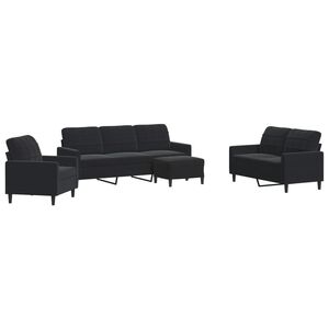 vidaXL Ensemble de canap&eacute;s 4 pcs avec coussins Noir Velours