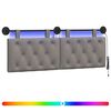 vidaXL T&ecirc;te de lit suspendue Avec lumi&egrave;re LED Taupe Tissu