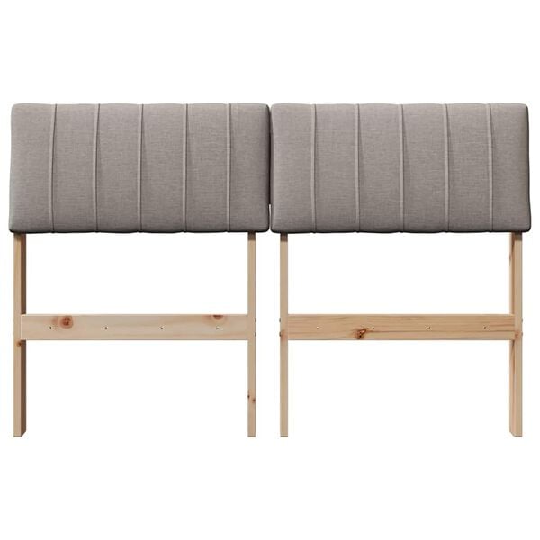 vidaXL T&ecirc;te de lit capitonn&eacute;e Taupe 120 cm Pin massif