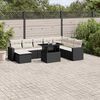 vidaXL Salon de jardin 9 pcs avec coussins noir résine tressée
