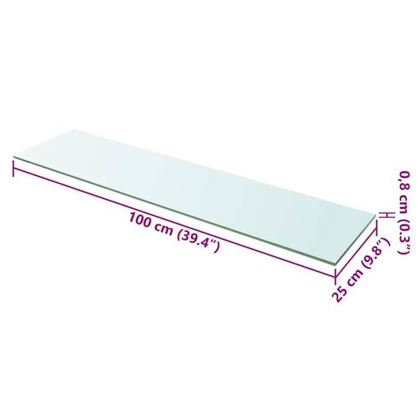 vidaXL Panneaux d'&eacute;tag&egrave;re 2 pcs Verre Transparent 100 x 25 cm