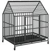 vidaXL Cage pour chien avec roues noir gris acier galvanis&eacute;