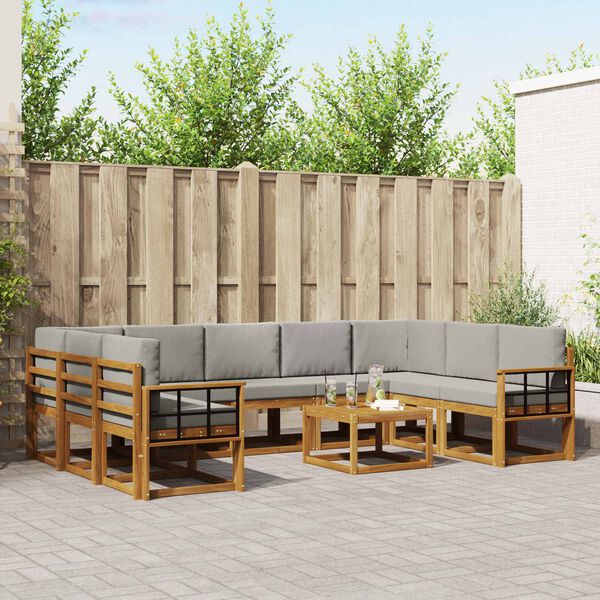 vidaXL Ensemble de canap&eacute;s d'ext&eacute;rieur 10 pcs Gris Naturel et Clair