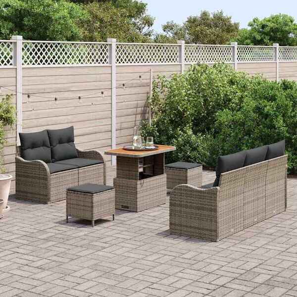 vidaXL Ensemble de canapé de jardin 8 pcs Gris polyrotin