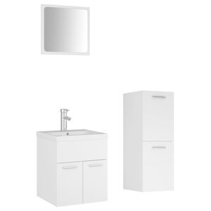 vidaXL Ensemble de meubles de salle de bain Blanc Agglom&eacute;r&eacute;