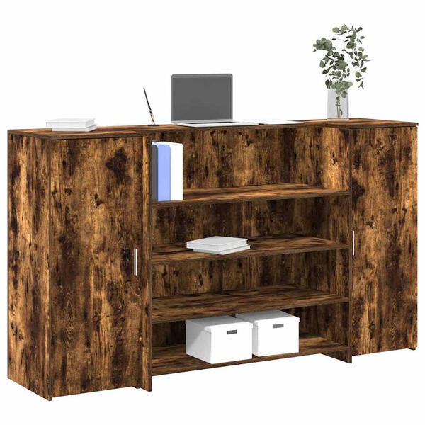 vidaXL Bureau de réception chêne fumé 180x50x103,5cm bois d'ingénierie