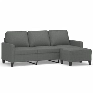 vidaXL Canap&eacute; &agrave; 3 places avec repose-pieds Gris fonc&eacute; 180 cm Tissu