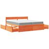 vidaXL Lit avec tiroirs/matelas cire marron 200x200 cm bois massif pin