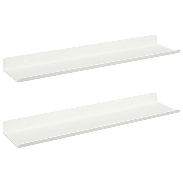 vidaXL &Eacute;tag&egrave;re flottante 2 pcs Blanc 100 x 9 x 2,5 cm Acier