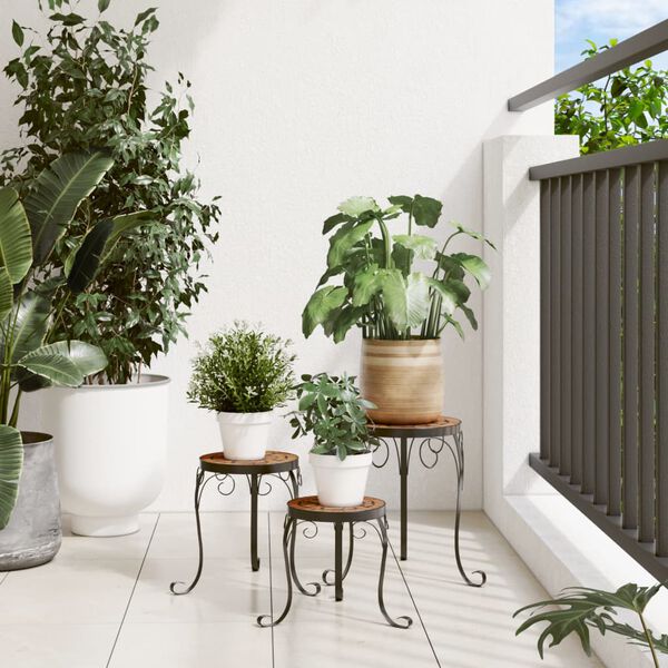 vidaXL Supports de plantes 3 pcs terre cuite c&eacute;ramique