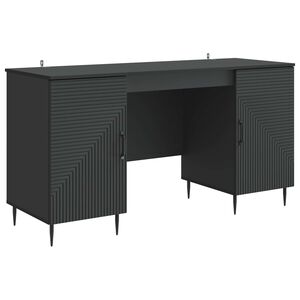 vidaXL Bureau avec &eacute;tag&egrave;re Noir 142,5 x 50 x 75 cm Bois d'ing&eacute;nierie