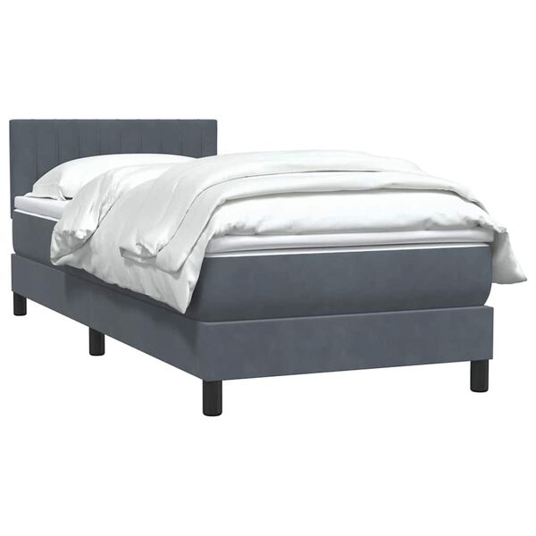 vidaXL Sommier &agrave; lattes de lit et matelas gris fonc&eacute; 90x210 cm velours