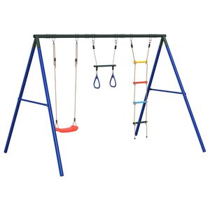 vidaXL Jeu de balan&ccedil;oire ext&eacute;rieur avec balan&ccedil;oire trap&egrave;ze et &eacute;chelle