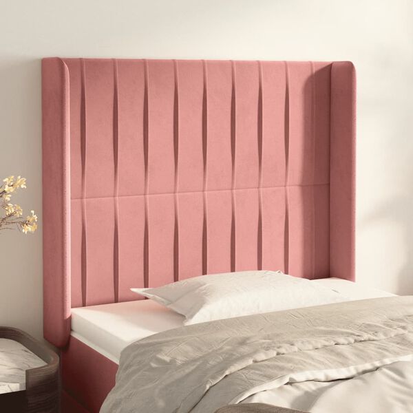 vidaXL T&ecirc;te de lit avec oreilles Rose 103x16x118/128 cm Velours