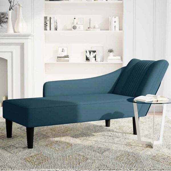vidaXL Fauteuil long avec accoudoir droit bleu velours
