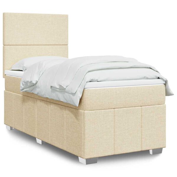 vidaXL Sommier &agrave; lattes de lit avec matelas Cr&egrave;me 80x200 cm Tissu