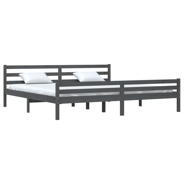 vidaXL Cadre de lit sans matelas bois massif gris 200x200 cm