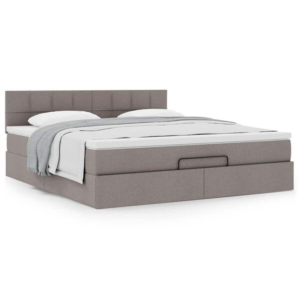 VidaXL Cadre de lit ottoman avec matelas taupe 160x200 cm tissu