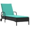vidaXL Chaise longue &agrave; roulettes avec coussin en rotin synth&eacute;tique noir