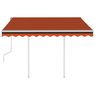 vidaXL Auvent manuel rétractable avec poteaux 3,5x2,5 m Orange marron