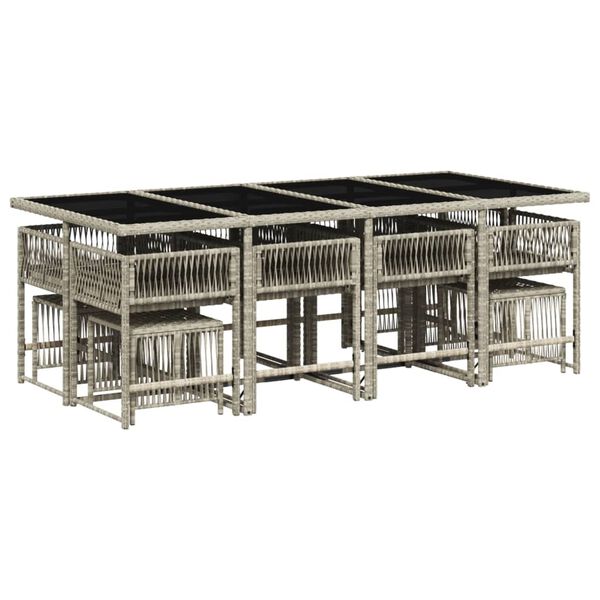 vidaXL Ensemble &agrave; manger de jardin et coussins 13 pcs gris clair rotin