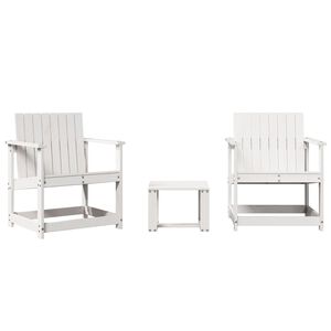 vidaXL Salon de jardin 3 pcs blanc bois massif de pin
