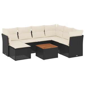 vidaXL Salon de jardin 8 pcs avec coussins noir r&eacute;sine tress&eacute;e