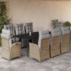 vidaXL Ensemble &agrave; manger de jardin et coussins 9 pcs m&eacute;lange beige