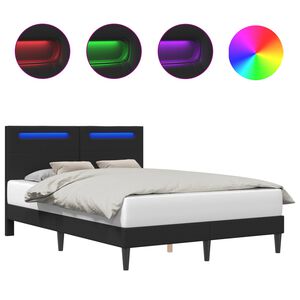 vidaXL Cadre de lit avec bandes LED Noir 160 x 200 cm Simili cuir