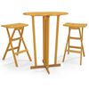 vidaXL Ensemble de bar pliable 3 pcs Bois de teck massif