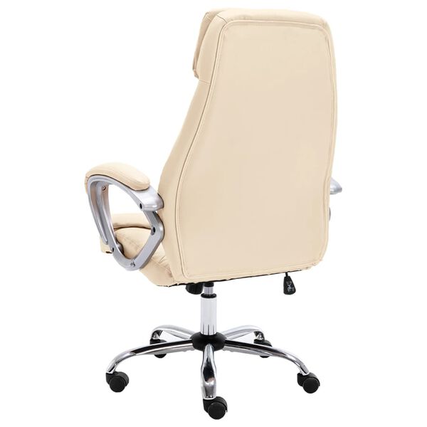 vidaXL Chaise de bureau Cr&egrave;me Cuir v&eacute;ritable