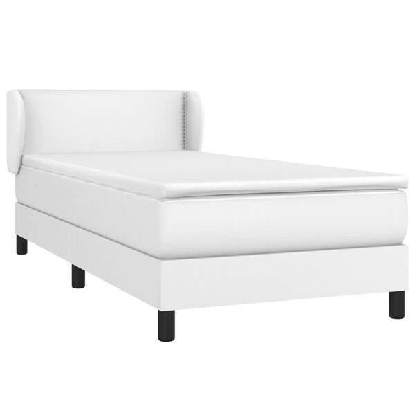 vidaXL Sommier &agrave; lattes de lit avec matelas Blanc 90x200 cm Similicuir