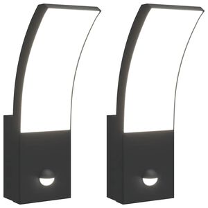 vidaXL Appliques murales LED d'ext&eacute;rieur avec capteurs 2 pcs noir