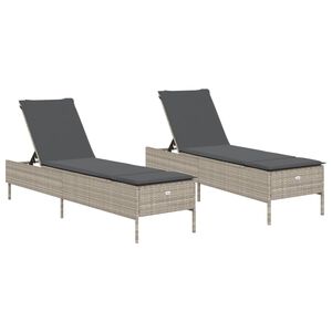 vidaXL Chaises longues avec coussins lot de 2 gris résine tressée