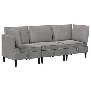 vidaXL Ensemble de meubles pour le salon 3 pcs Gris clair Velours