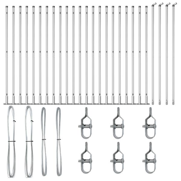 vidaXL Poteau de clôture. Autre 26 pcs Gris 3,2 x 3,2 x 68,5 cm Acier