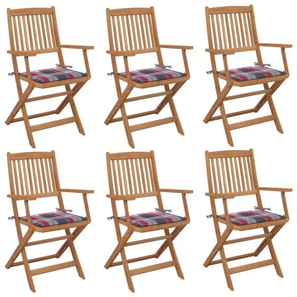 vidaXL Chaises pliables de jardin lot de 6 avec coussins Bois d'acacia