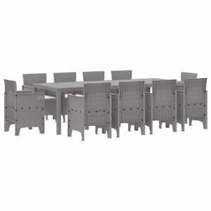 vidaXL Ensemble de salle &agrave; manger pour jardin 11 pcs Gris clair
