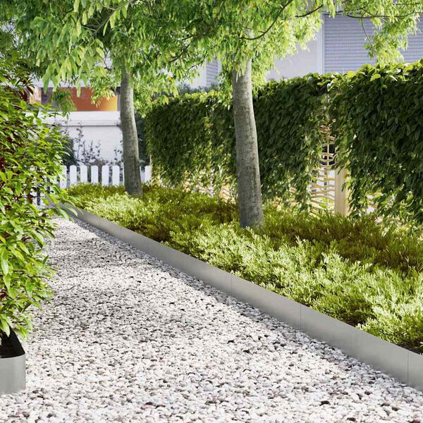 vidaXL Bordure de Pelouse 30 pcs Argent 100 x 0.05 x 20 cm