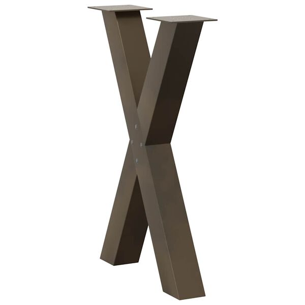 vidaXL Pieds de table &agrave; manger en forme de X, 2 pi&egrave;ces, acier naturel, 60 x (72-73) cm