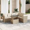 vidaXL Salon de jardin avec coussins 7 pcs beige r&eacute;sine tress&eacute;e