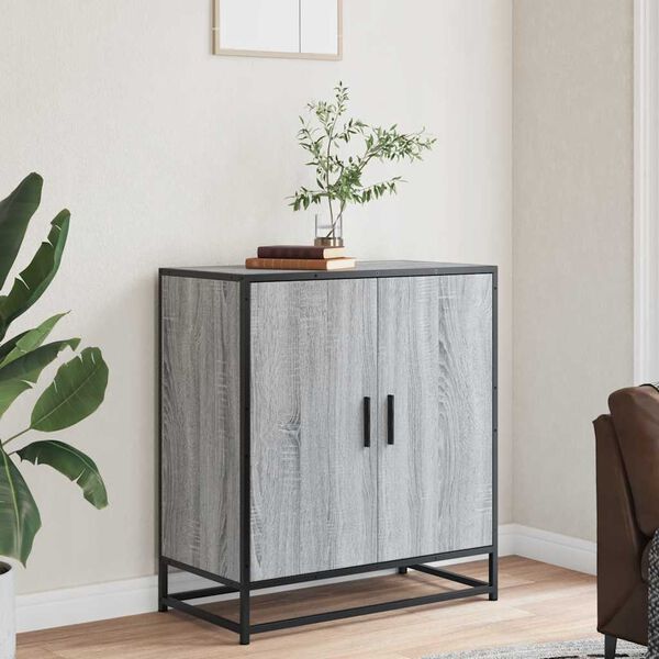 vidaXL Buffet sonoma gris 68x35x76 cm bois d'ing&eacute;nierie et m&eacute;tal