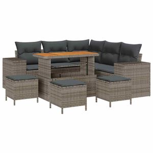 vidaXL Ensemble de canap&eacute; de jardin 9 pc 8-Nombre de places Gris