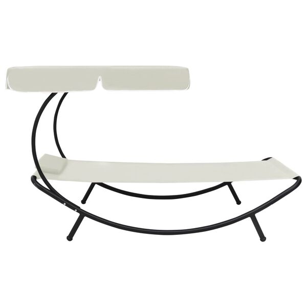 vidaXL Chaise longue de jardin avec auvent et oreiller Blanc cr&egrave;me