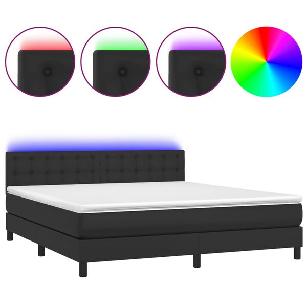 vidaXL Sommier à lattes de lit avec matelas et LED Noir 180x200cm