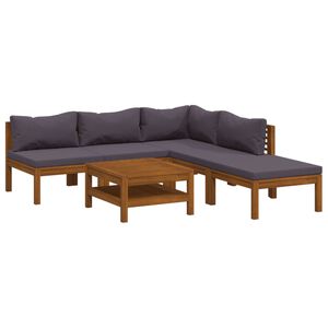 vidaXL Salon de jardin 6 pcs avec coussin Bois d'acacia solide