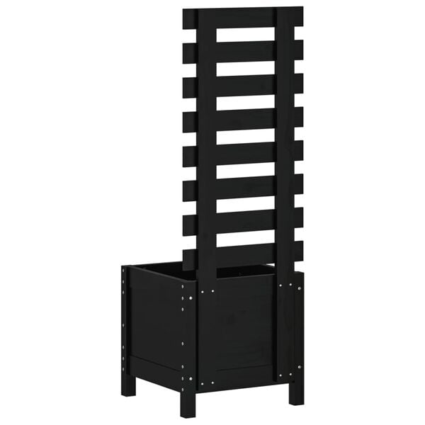 vidaXL Jardini&egrave;re avec support noir 39x39,5x114 cm bois de pin massif