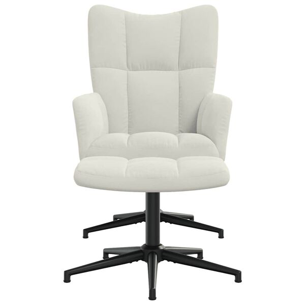 vidaXL Chaise de relaxation avec tabouret Blanc crème Velours