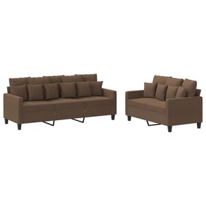 vidaXL Ensemble de canap&eacute;s 2 pcs avec coussins Marron Tissu